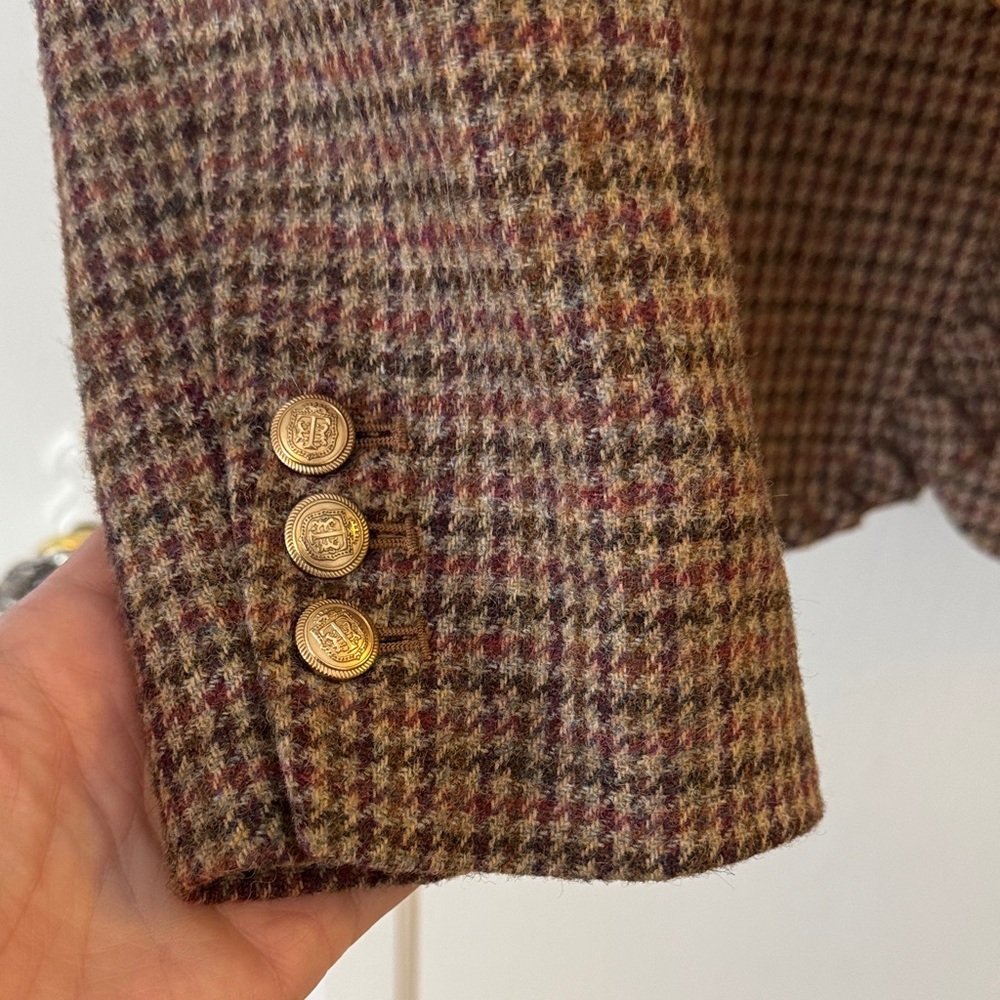 Talbots Brown Tweed Wool lend Blazer with Gold Accents - Picture 5 of 9